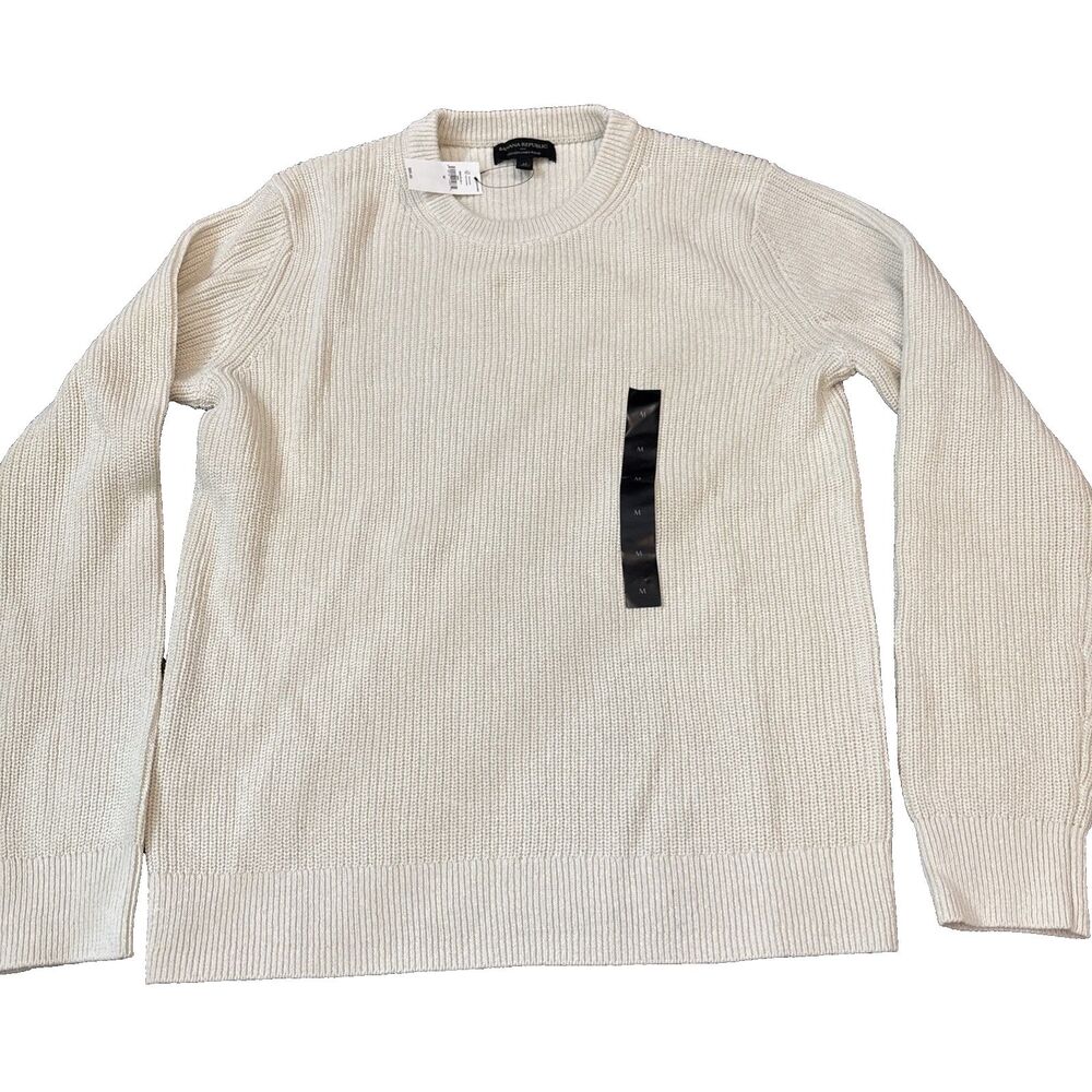 NEW $85 Banana Republic Linen Blend Men's Sweater M Cream NWT